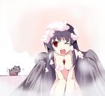  &gt;_&lt; :d bath black_hair breast_squeeze breasts cat censored closed_eyes convenient_censoring fujy kaenbyou_rin kaenbyou_rin_(cat) long_hair medium_breasts nude one_eye_closed open_mouth red_eyes reiuji_utsuho smile solo touhou wings 