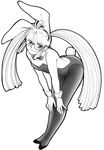  animal_ears bent_over bunny_ears bunny_girl bunnysuit chabudai glasses greyscale kanda_aoi monochrome osu!_tatakae!_ouendan pantyhose solo 