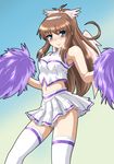  bad_id bad_pixiv_id blue_eyes brown_hair cheerleader hayashiya_zankurou long_hair m.u.g.e.n navel pom_poms ponytail solo thighhighs wings 