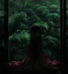 back black_hair forest from_behind highres houraisan_kaguya jq long_hair nature sitting solo touhou tree very_long_hair 