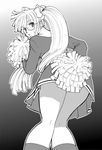  chabudai cheerleader glasses greyscale kanda_aoi monochrome osu!_tatakae!_ouendan pom_poms solo twintails 