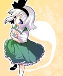  :d bad_id bad_pixiv_id bangs black_hairband blue_eyes blunt_bangs book book_hug from_above hairband hitodama holding holding_book konpaku_youmu konpaku_youmu_(ghost) midori_(green_tea) open_mouth short_hair silver_hair smile solo standing touhou white_hair 