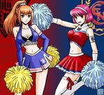  amemiya_sayaka cheerleader headband midriff multiple_girls navel osu!_tatakae!_ouendan pink_hair pom_poms ponytail red_hair riyan shirosaki_rin thighhighs 