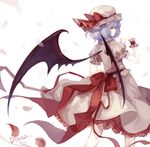  bad_id bad_pixiv_id bat_wings blue_hair dhiea from_behind hat looking_back red_eyes remilia_scarlet short_hair solo standing touhou wings wrist_cuffs 
