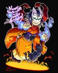  animalization bat cat cyborg_noodle gorillaz hair_over_eyes halloween japanese_clothes kimono ko-on_(ningen_zoo) mask multiple_girls noodle_(gorillaz) noodles scarf sharp_teeth smile tail 