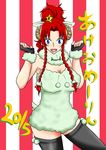 2015 animal_costume burijittou hong_meiling horns long_hair new_year sheep sheep_costume sheep_horns solo thighhighs touhou translation_request 