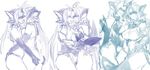  2girls android ass breasts kiss kos-mos large_breasts long_hair monochrome multiple_girls negresco sketch t-elos tongue xenosaga 