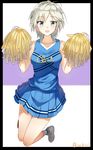  anastasia_(idolmaster) blue_eyes breasts cheerleader highres idolmaster idolmaster_cinderella_girls isshiki_(ffmania7) medium_breasts open_mouth pom_poms short_hair silver_hair skirt smile solo 