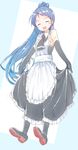  alternate_costume apron closed_eyes dress elbow_gloves gloves kantai_collection long_hair maid oge_(ogeogeoge) ponytail samidare_(kantai_collection) smile solo very_long_hair 