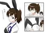  alternate_hairstyle animal_ears bath brown_eyes brown_hair bunny_ears fubuki_(kantai_collection) japanese_clothes kaga_(kantai_collection) kantai_collection looking_at_viewer mikagami_sou multiple_girls muneate open_mouth short_sidetail translated |_| 