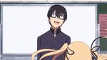  1girl aki_tomoya animated animated_gif blonde_hair gakuran glasses lowres non-web_source saenai_heroine_no_sodatekata sawamura_spencer_eriri school_uniform screencap twintails whiteboard 