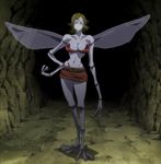  1girl breasts chimera_ant cleavage hunter_x_hunter large_breasts monster_girl mosquito_(hunter_x_hunter) purple_skin screencap solo standing stitched surgical_mask 