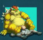  anthro biceps bowser canine chubby collar donryu duo erection gay horn humanoid_penis koopa lying male mammal mario_bros musclegut muscles nintendo nipples nude on_back penis scalie spiked_collar spikes thick_penis video_games wolf 