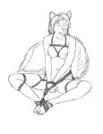  bound_feet female mammal plain_background rimefox rope_bondage sitting sketch skunk solo white_background 