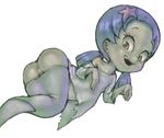 blue_hair brown_eyes bubble_guppies butt conoghi female hair looking_at_viewer looking_back marine mermaid oona pussy solo 