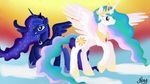  duo equine female friendship_is_magic horn jbond mammal my_little_pony princess_celestia_(mlp) princess_luna_(mlp) winged_unicorn wings 