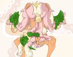  69 animal_ears anthro balls big_breasts big_butt breasts butt candy candy_shop catalog checker_pattern cum duo female food human lagomorph male mammal mochi_(character) nipples oral rabbit rabbit_ears rabbitgirl roninsong thick_thighs tongue 