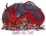  &lt;3 ambiguous_gender anal_beads buttplug color dildo dragon feral flogger horn iguanamouth looking_at_viewer red_body red_scales scalie sex_toy solo spurs wingless_dragon 