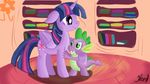  dragon duo equine female feral friendship_is_magic horn jbond male mammal my_little_pony scalie spike_(mlp) twilight_sparkle_(mlp) winged_unicorn wings 