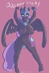  anthro big_breasts black_fur blue_eyes breasts cutie_mark dialogue dildo english_text equine female friendship_is_magic fur hair helmet horn long_hair mammal my_little_pony nightmare_moon_(mlp) nipples penetration penlink pussy sex_toy solo text vaginal vaginal_penetration winged_unicorn wings 