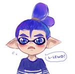  blue_eyes blue_hair blush english_text hair inkling looking_at_viewer male not_furry pointy_ears solo splatoon text 