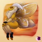  antennae anthro arthropod butt chest_tuft chubby claws clothed clothing digital_media_(artwork) female fluffy fur half-dressed insect looking_at_viewer moth multi_limb pheonixbat plain_background sitting smile solo southern_flannel_moth topless tuft underwear wings 