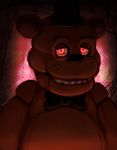  2015 animatronic blood bow_tie five_nights_at_freddy&#039;s freddy_(fnaf) glowing glowing_eyes hat headshot_portrait machine male mechanical pig_(artist) portrait robot sad scary solo top_hat 