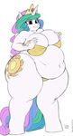  anthro anthrofied big_breasts bra breasts cleavage clothed clothing cutie_mark equine female friendship_is_magic hair hand_on_breasts horn long_hair mammal multicolored_hair my_little_pony navel obese overweight panties plain_background princess_celestia_(mlp) purple_eyes sammy-upvotes solo standing underwear white_background winged_unicorn wings 