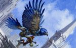  ambiguous_gender anthro avian beak bird christopher_moeller duo dutch_angle feathered_wings feral goblin magic_the_gathering male official_art side_view size_difference talons wings 