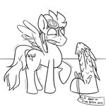  balls black_and_white cutie_mark dildo dragon_dildo english_text equine eyewear feral friendship_is_magic glasses horse male mammal monochrome my_little_pony pony sex_toy soarin_(mlp) solo sweat teeth text unknown_artist wide_eyed wing_boner wings wonderbolts_(mlp) 
