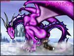  2003 anthro anus bone butt claws crouching death dragon feces female horn ice markie purple_scales raised_tail red_eyes scalie scat sky steam water wings 