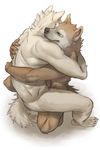  496549736_(artist) anthro canine dog duo erection fur gay holding hug kneeling male mammal muscles nude on_top penis sex smile white_fur 