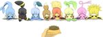  ambiguous_gender black_eyes black_fur blue_eyes blue_fur blue_skin brown_eyes brown_fur canine cute disembodied_hand dog_food eevee eeveelution espeon flareon forked_tail fur glaceon green_fur group jolteon leafeon lineup mammal nintendo pawpads paws pok&eacute;mon purple_eyes purple_fur raised_tail red_eyes red_fur smile tan_fur umbreon unknown_artist upside_down vaporeon video_games yellow_fur 