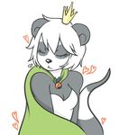  &lt;3 bear cape chigui_(character) clothed clothing crown eyes_closed female hair mammal panda queenteddy reptile scalie short_hair solo top white_hair 
