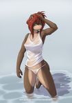  2015 camel_toe clothed clothing female hair jay_naylor mammal mustelid nipples otter panties red_(jay_naylor) red_hair shirt skimpy solo tank_top translucent transparent_clothing underwear wet 