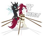  2014 alpha_channel bdsm blue_eyes bondage bound changeling cutie_mark duo equine fan_character fangs female hair horn horse mammal my_little_pony plain_background pony radiantrealm red_hair rope rope_bondage transparent_background wings 