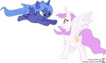  2015 90sigma absurd_res alpha_channel duo equine female feral friendship_is_magic hi_res horn mammal my_little_pony princess_celestia_(mlp) princess_luna_(mlp) smile winged_unicorn wings young 