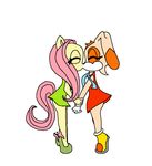 anthro clothed clothing cream_the_rabbit digital_media_(artwork) duo eyes_closed female fluttershy_(mlp) friendship_is_magic hand_holding kissing lesbian my_little_pony plain_background sega sonic_(series) standing tomahawklegend white_background 