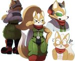  anthro arm_behind_head back belt biceps black_nose blush boots brown_fur canine clothed clothing crossed_arms flexing footwear fox fox_mccloud fur green_eyes hair half-dressed headwear jacket jumpsuit looking_at_viewer male mammal microphone model_sheet muscles nintendo pants pecs plain_background pose scarf shirt smile solo sssonic2 standing star_fox suit tan_fur toned topless video_games white_background white_fur white_hair 