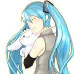  :3 anthro blue_eyes blush canine cinnamon cinnamoroll crossover cuddling cute dog female fluffy_fluffy_cinnamoroll fur hair hatsune_miku human japanese long_hair male mammal one_eye_closed petting size_difference vocaloid white_fur wink 