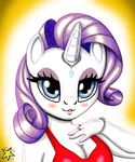  blue_eyes blush cleavage clothed clothing equine female friendship_is_magic horn james_bender lips mammal my_little_pony rarity_(mlp) solo unicorn 