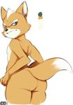  2015 anthro big_butt butt canine crazedg fox fox_mccloud fur green_eyes looking_back male mammal nintendo nude solo star_fox video_games white_fur wide_hips 