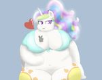  &lt;3 anthro bedroom_eyes big_breasts braffy breasts clothing cutie_mark digital_media_(artwork) equine feathers female friendship_is_magic fur hair hooves horn long_hair looking_at_viewer mammal multicolored_hair my_little_pony navel obese overweight princess_celestia_(mlp) purple_eyes smile solo standing white_fur winged_unicorn wings 