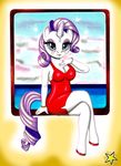 blue_eyes blush cleavage clothed clothing dress equine female friendship_is_magic horn james_bender lips mammal my_little_pony rarity_(mlp) solo unicorn 