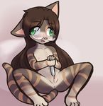 anus brown_hair cat cub delicious_(artist) dildo eyewear feline female flat_chested glasses green_eyes hair mammal pussy sex_toy solo wall_eyed young 