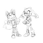  anthro badger canine chocolate duo eyewear female fox goggles holidays male mammal miles_prower mustelid sega sketch slashysmiley sonic_(series) sonic_boom sticks_the_jungle_badger tin_foil_hat valentine&#039;s_day 