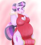  &lt;3 abstract_background anthro big_breasts braffy breasts cleavage clothed clothing digital_media_(artwork) dress equine female friendship_is_magic fur hair hooves horn huge_breasts long_hair looking_at_viewer mammal my_little_pony obese overweight panties purple_eyes purple_fur purple_hair smile solo standing tongue twilight_sparkle_(mlp) two_tone_hair underwear unicorn 