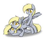  2015 ambiguous_gender animal_genitalia blonde_hair cutie_mark derpy_hooves_(mlp) dickgirl equine feral friendship_is_magic fur grey_fur group group_sex hair horsecock intersex mammal my_little_pony pegasus penis plain_background randomdrawpony selfcest sex square_crossover threesome white_background wings yellow_eyes 