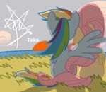  duo equine female fluttershy_(mlp) friendship_is_magic mammal my_little_pony pegasus rainbow_dash_(mlp) sitting wings 
