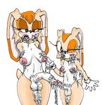  anthro big_breasts blush breasts clothing cream_the_rabbit cum cum_everywhere cum_on_breasts damian_hodge daughter dickgirl duo excessive_cum incest intersex messy mother mother_and_daughter orgasm parent penis plain_background sega sonic_(series) uncut vanilla_the_rabbit white_background wide_hips 